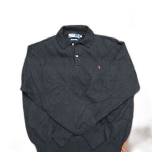 Polo Ralph Lauren Lambswool Sweater XXL Black Long Sleeve Polo Knit Red Pony
